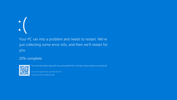 Màn hình xanh chết chóc (Blue Screen of Death - BSOD) trên hệ điều hành Windows.